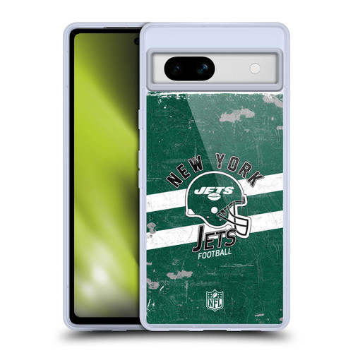 NFL New York Jets Logo Art Helmet Distressed Soft Gel Case for Google Pixel 7a
