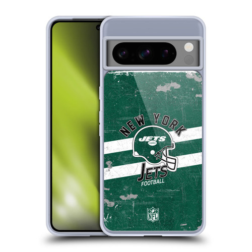 NFL New York Jets Logo Art Helmet Distressed Soft Gel Case for Google Pixel 8 Pro
