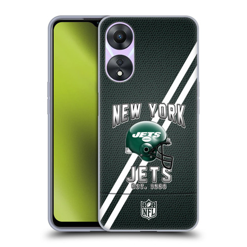 NFL New York Jets Logo Art Football Stripes Soft Gel Case for OPPO A78 5G