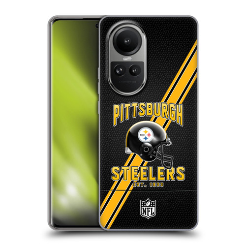 NFL Pittsburgh Steelers Logo Art Football Stripes Soft Gel Case for OPPO Reno10 5G / Reno10 Pro 5G