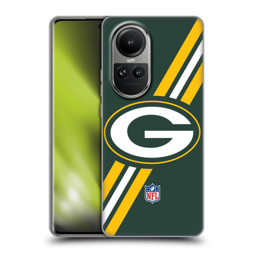 NFL Green Bay Packers Logo Stripes Soft Gel Case for OPPO Reno10 5G / Reno10 Pro 5G