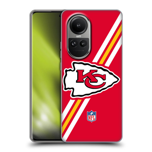 NFL Kansas City Chiefs Logo Stripes Soft Gel Case for OPPO Reno10 5G / Reno10 Pro 5G