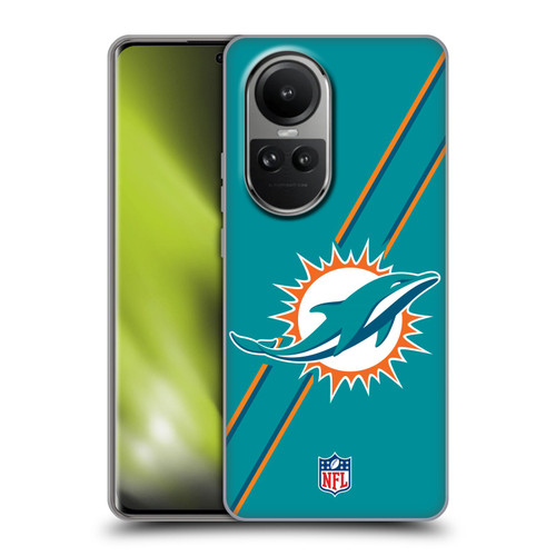 NFL Miami Dolphins Logo Stripes Soft Gel Case for OPPO Reno10 5G / Reno10 Pro 5G