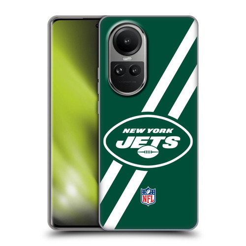 NFL New York Jets Logo Stripes Soft Gel Case for OPPO Reno10 5G / Reno10 Pro 5G