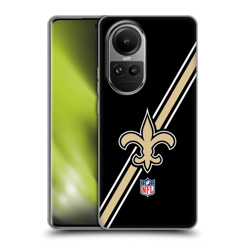 NFL New Orleans Saints Logo Stripes Soft Gel Case for OPPO Reno10 5G / Reno10 Pro 5G