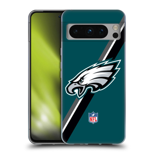 NFL Philadelphia Eagles Logo Stripes Soft Gel Case for Google Pixel 8 Pro