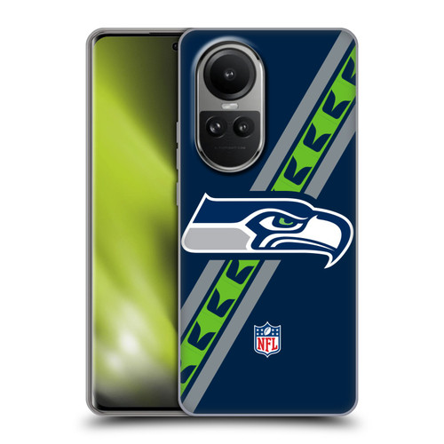 NFL Seattle Seahawks Logo Stripes Soft Gel Case for OPPO Reno10 5G / Reno10 Pro 5G