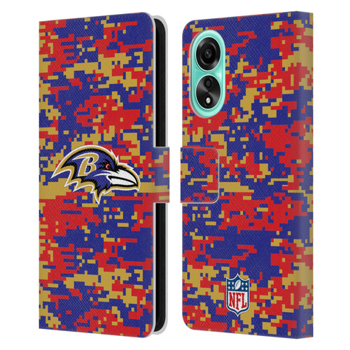 NFL Baltimore Ravens Graphics Digital Camouflage Leather Book Wallet Case Cover For OPPO A78 5G
