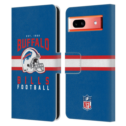 NFL Buffalo Bills Graphics Helmet Typography Leather Book Wallet Case Cover For Google Pixel 7a