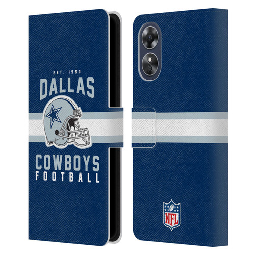 NFL Dallas Cowboys Graphics Helmet Typography Leather Book Wallet Case Cover For OPPO A17