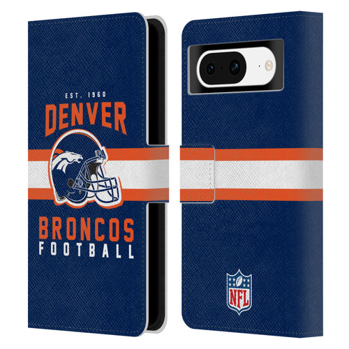 NFL Denver Broncos Graphics Helmet Typography Leather Book Wallet Case Cover For Google Pixel 8