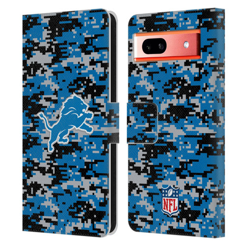 NFL Detroit Lions Graphics Digital Camouflage Leather Book Wallet Case Cover For Google Pixel 7a