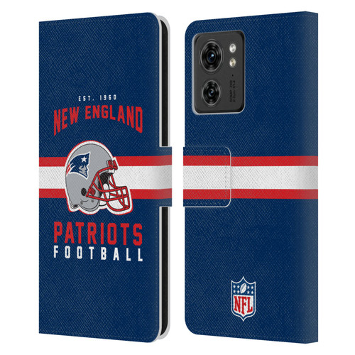 NFL New England Patriots Graphics Helmet Typography Leather Book Wallet Case Cover For Motorola Moto Edge 40