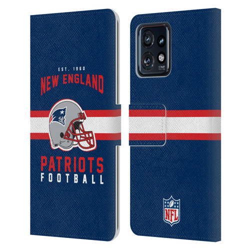 NFL New England Patriots Graphics Helmet Typography Leather Book Wallet Case Cover For Motorola Moto Edge 40 Pro