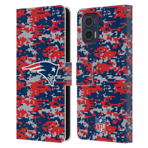 NFL New England Patriots Graphics Digital Camouflage Leather Book Wallet Case Cover For Motorola Moto G73 5G