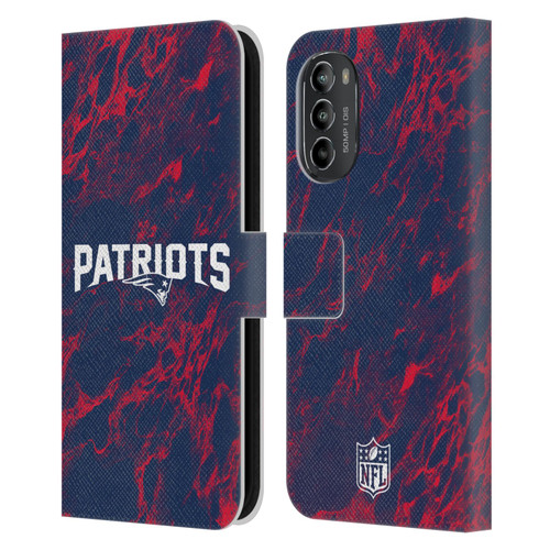 NFL New England Patriots Graphics Coloured Marble Leather Book Wallet Case Cover For Motorola Moto G82 5G