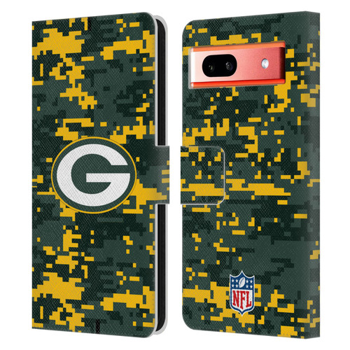NFL Green Bay Packers Graphics Digital Camouflage Leather Book Wallet Case Cover For Google Pixel 7a