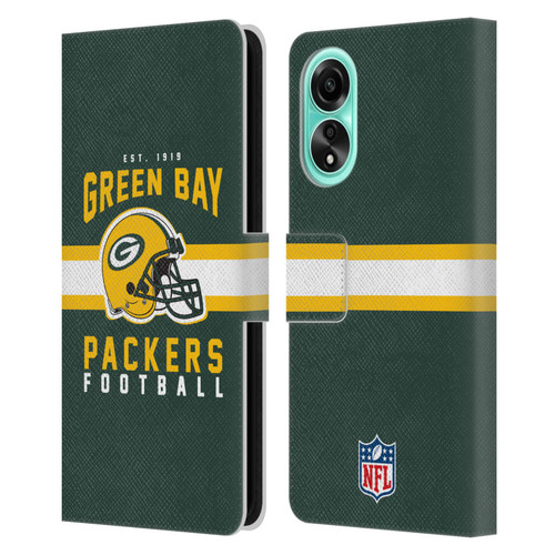 NFL Green Bay Packers Graphics Helmet Typography Leather Book Wallet Case Cover For OPPO A78 5G