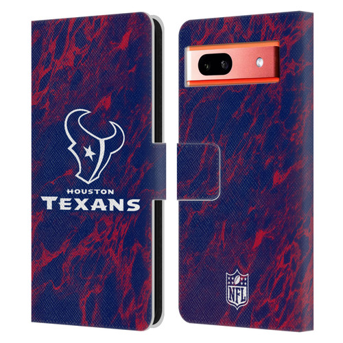 NFL Houston Texans Graphics Coloured Marble Leather Book Wallet Case Cover For Google Pixel 7a