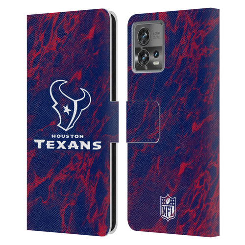 NFL Houston Texans Graphics Coloured Marble Leather Book Wallet Case Cover For Motorola Moto Edge 30 Fusion
