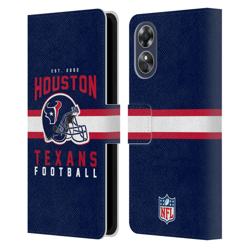 NFL Houston Texans Graphics Helmet Typography Leather Book Wallet Case Cover For OPPO A17