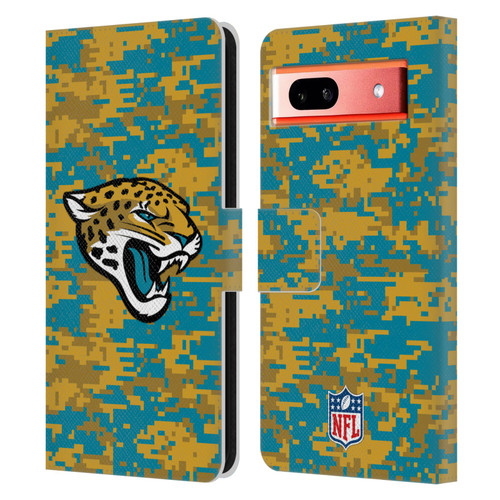 NFL Jacksonville Jaguars Graphics Digital Camouflage Leather Book Wallet Case Cover For Google Pixel 7a