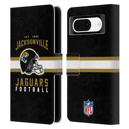 NFL Jacksonville Jaguars Graphics Helmet Typography Leather Book Wallet Case Cover For Google Pixel 8