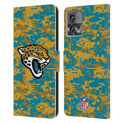 NFL Jacksonville Jaguars Graphics Digital Camouflage Leather Book Wallet Case Cover For Motorola Moto Edge 30 Fusion