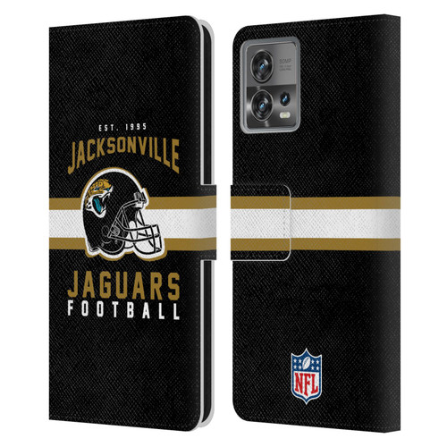 NFL Jacksonville Jaguars Graphics Helmet Typography Leather Book Wallet Case Cover For Motorola Moto Edge 30 Fusion