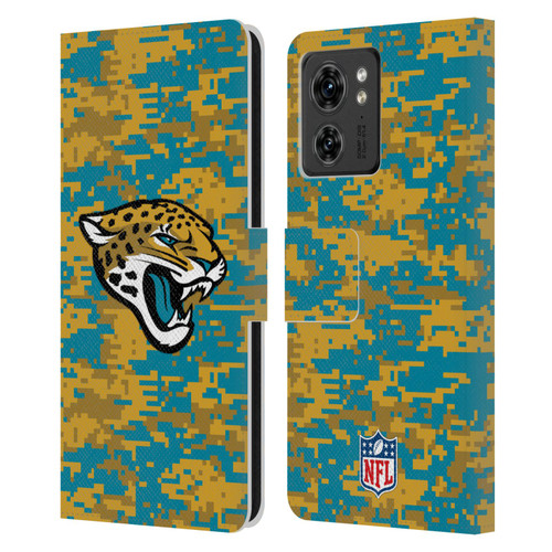 NFL Jacksonville Jaguars Graphics Digital Camouflage Leather Book Wallet Case Cover For Motorola Moto Edge 40