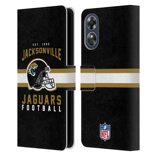 NFL Jacksonville Jaguars Graphics Helmet Typography Leather Book Wallet Case Cover For OPPO A17