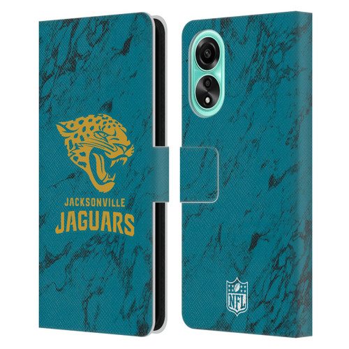NFL Jacksonville Jaguars Graphics Coloured Marble Leather Book Wallet Case Cover For OPPO A78 4G