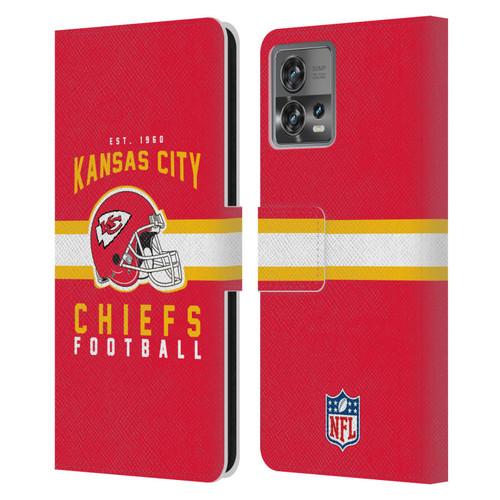 NFL Kansas City Chiefs Graphics Helmet Typography Leather Book Wallet Case Cover For Motorola Moto Edge 30 Fusion