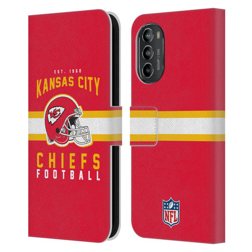 NFL Kansas City Chiefs Graphics Helmet Typography Leather Book Wallet Case Cover For Motorola Moto G82 5G