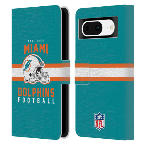NFL Miami Dolphins Graphics Helmet Typography Leather Book Wallet Case Cover For Google Pixel 8