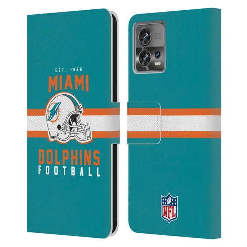NFL Miami Dolphins Graphics Helmet Typography Leather Book Wallet Case Cover For Motorola Moto Edge 30 Fusion
