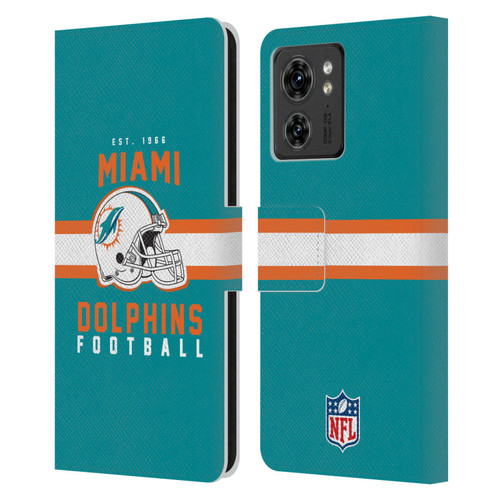 NFL Miami Dolphins Graphics Helmet Typography Leather Book Wallet Case Cover For Motorola Moto Edge 40