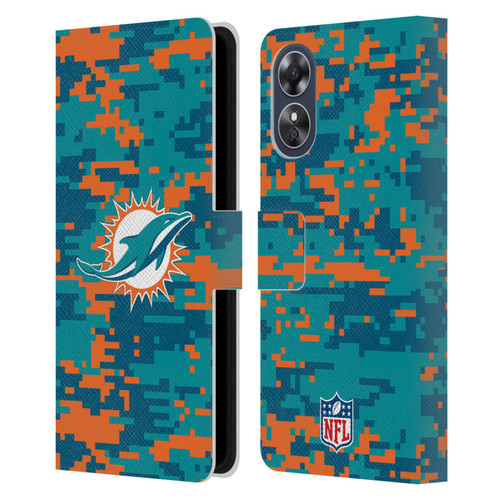 NFL Miami Dolphins Graphics Digital Camouflage Leather Book Wallet Case Cover For OPPO A17