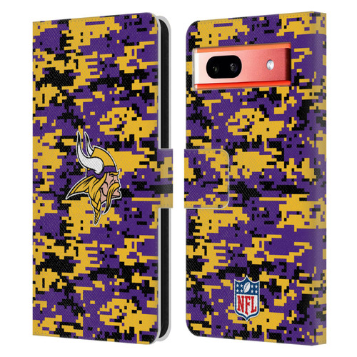 NFL Minnesota Vikings Graphics Digital Camouflage Leather Book Wallet Case Cover For Google Pixel 7a