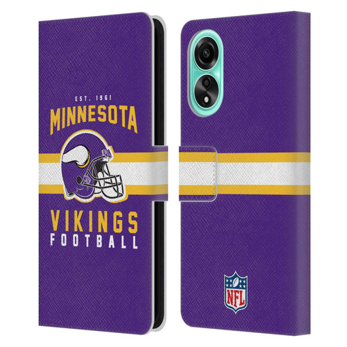 NFL Minnesota Vikings Graphics Helmet Typography Leather Book Wallet Case Cover For OPPO A78 4G