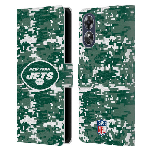 NFL New York Jets Graphics Digital Camouflage Leather Book Wallet Case Cover For OPPO A17