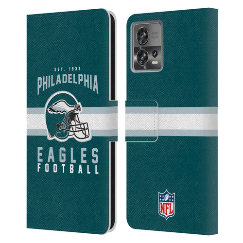 NFL Philadelphia Eagles Graphics Helmet Typography Leather Book Wallet Case Cover For Motorola Moto Edge 30 Fusion