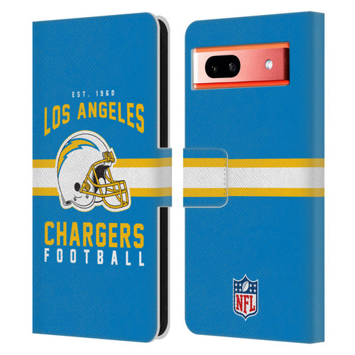 NFL Los Angeles Chargers Graphics Helmet Typography Leather Book Wallet Case Cover For Google Pixel 7a