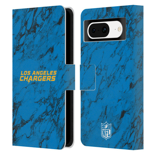 NFL Los Angeles Chargers Graphics Coloured Marble Leather Book Wallet Case Cover For Google Pixel 8