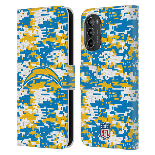 NFL Los Angeles Chargers Graphics Digital Camouflage Leather Book Wallet Case Cover For Motorola Moto G82 5G