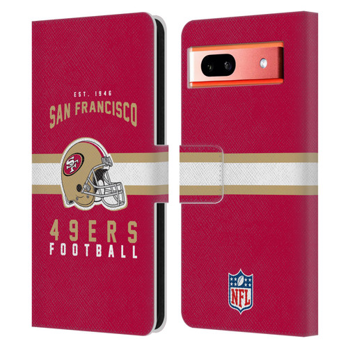 NFL San Francisco 49ers Graphics Helmet Typography Leather Book Wallet Case Cover For Google Pixel 7a