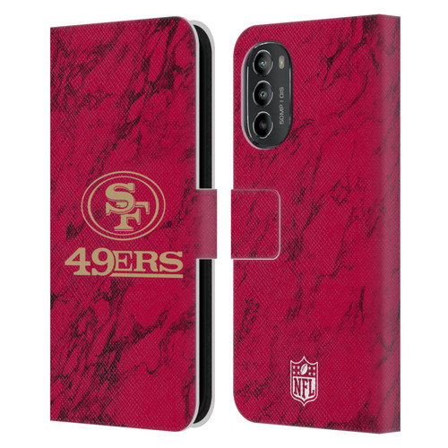 NFL San Francisco 49ers Graphics Coloured Marble Leather Book Wallet Case Cover For Motorola Moto G82 5G