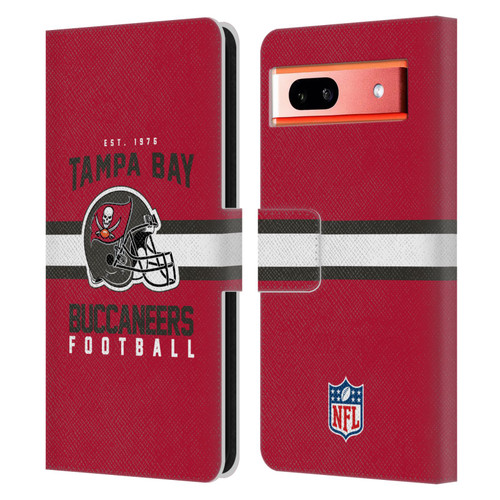 NFL Tampa Bay Buccaneers Graphics Helmet Typography Leather Book Wallet Case Cover For Google Pixel 7a