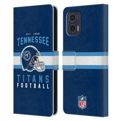 NFL Tennessee Titans Graphics Helmet Typography Leather Book Wallet Case Cover For Motorola Moto G73 5G