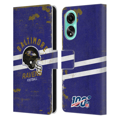 NFL Baltimore Ravens Logo Art Helmet Distressed Leather Book Wallet Case Cover For OPPO A78 4G